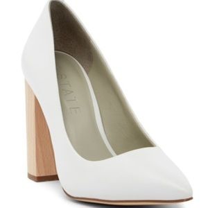 1. State Valencia White block heel pump